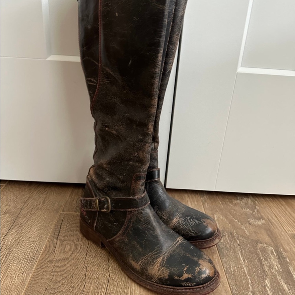 Bed Stu Distressed Black and Brown Leather Boots - Picture 4 of 10